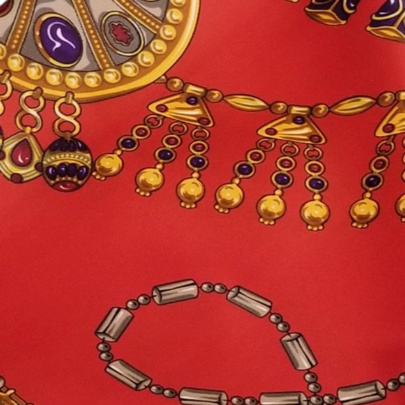 Vintage Italian Scarf Gold Jewels on Red A. Brod Classic Design Ladies Accessory - Picture 13 of 13